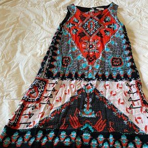 Small, multi-colored printed, sleeveless dress
